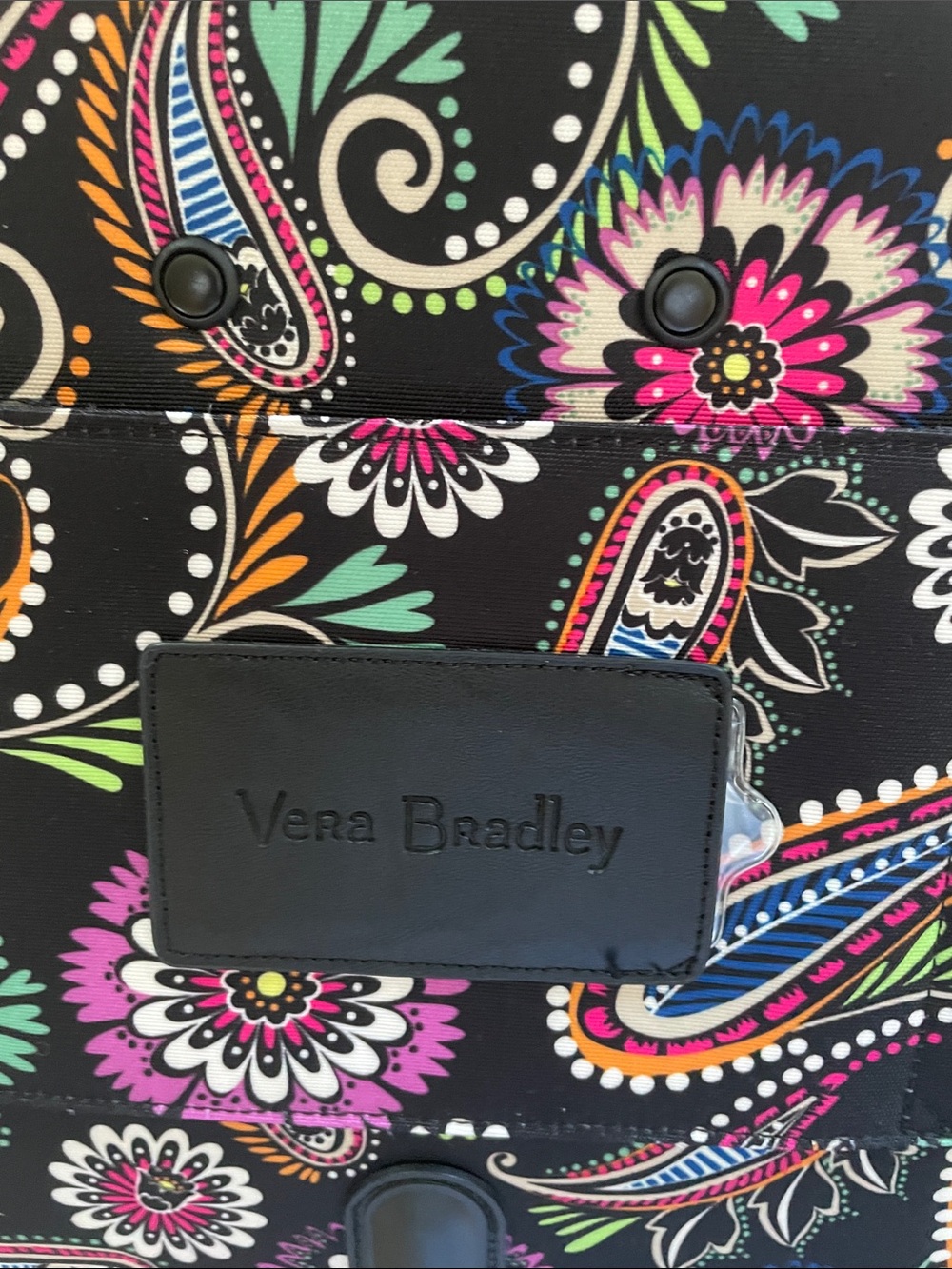 Vera Bradley Black Paisley Rolling Carry-On with Pink & Teal Accents - Picture 3 of 3